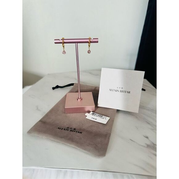 Alexas Bittar Asterales Thorn 14K Goldplated & Pink Tourmaline Drop Earrings NWT - Picture 14 of 16